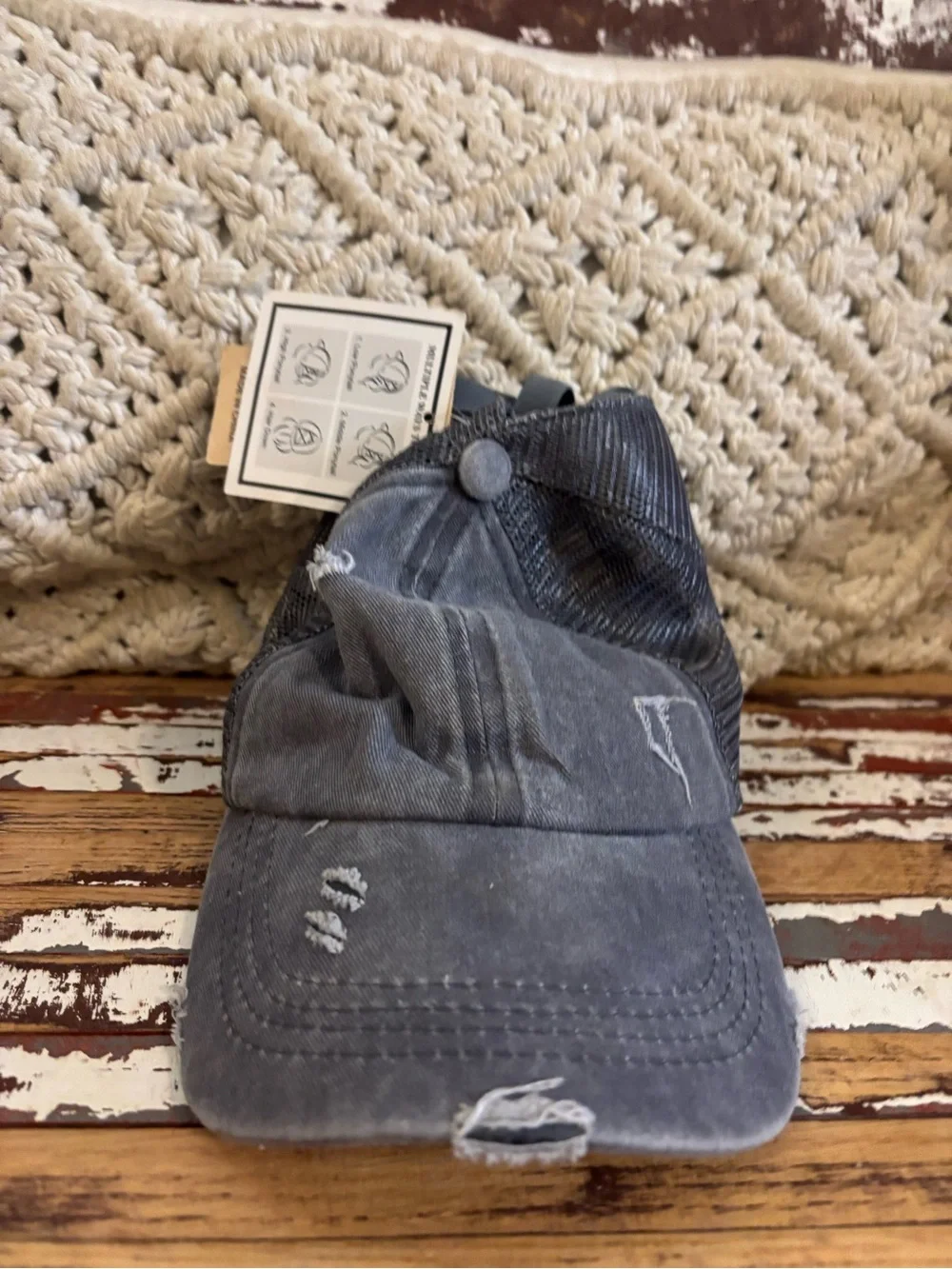 C.C Kids Criss-Cross Pony Cap in Charcoal Gray